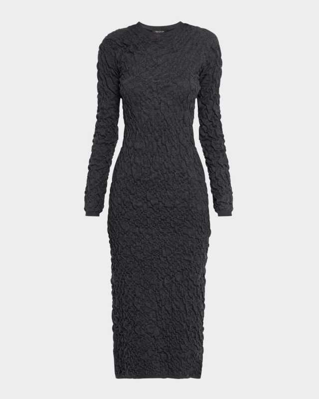 Bodycon Crinkled Knit Midi Dress